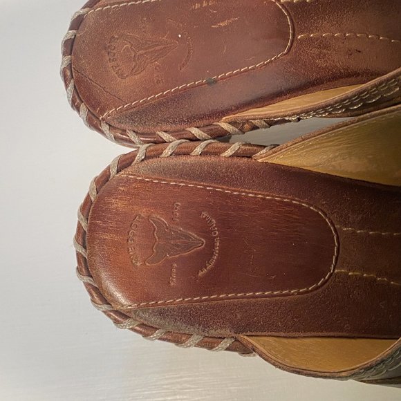 Frye Charlotte Distressed Brown Leather Harness Accent Mules Women Size 9 M - Picture 6 of 9